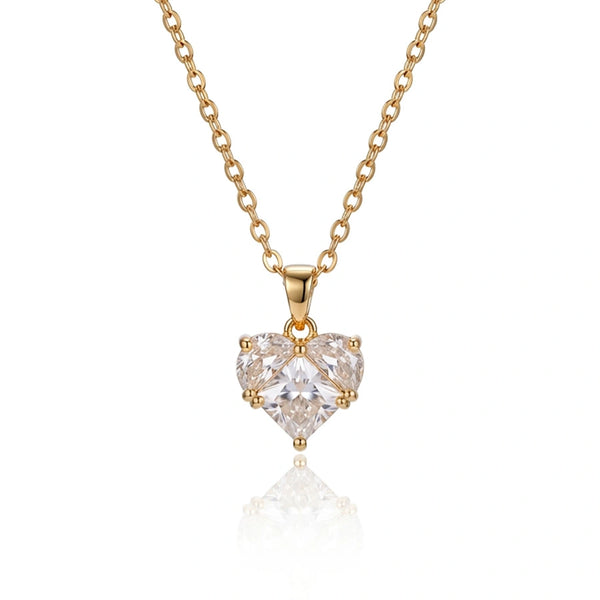 COLLIER COEUR EN BLANC DORÉ