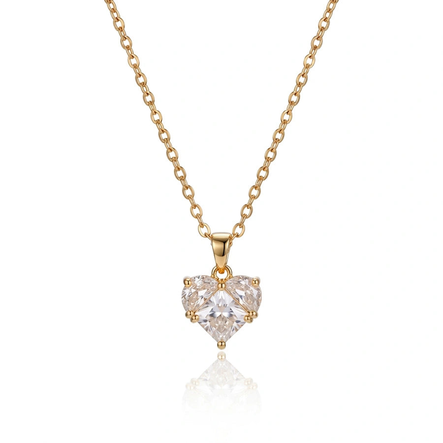 COLLIER COEUR EN BLANC DORÉ