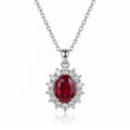 COLLIER OVAL RUBY ARGENTÉ