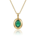 COLLIER OVAL STONE VERT DORÉ