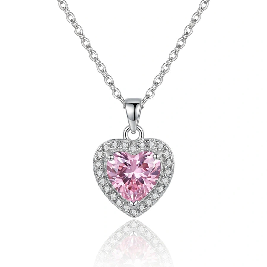 COLLIER CŒUR ROSÉ ARGENTÉ