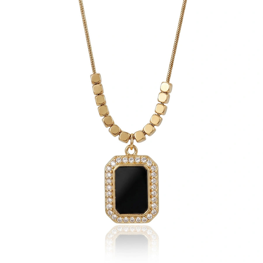 COLLIER NOIR CARRÉ DORÉ