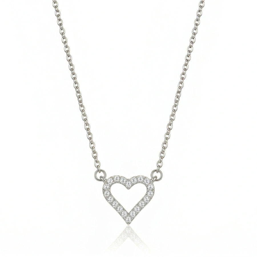 COLLIER COEUR EN CRISTAL ARGENTÉ