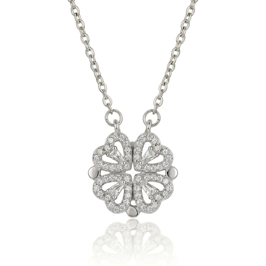 COLLIER COEUR TRÉFLE MAGÉTIQUE ARGENTÉ
