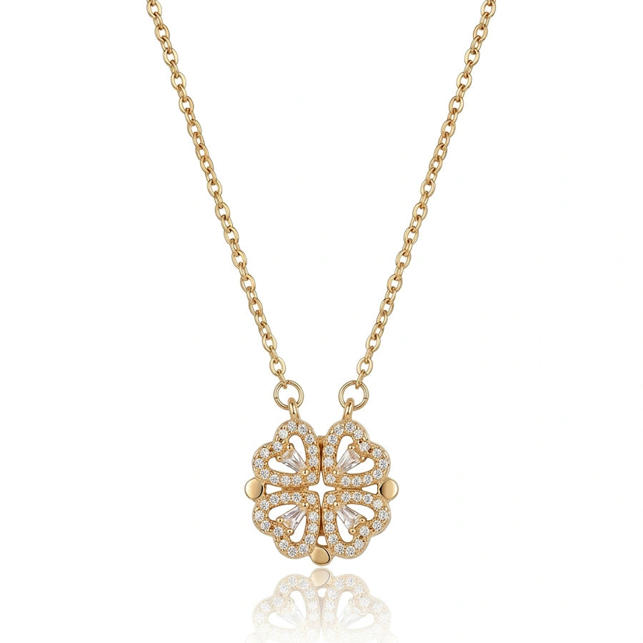 COLLIER COEUR TRÉFLE MAGÉTIQUE DORÉ