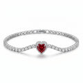 BRACELET CŒUR RUBIS ROUGE ARGENTÉ